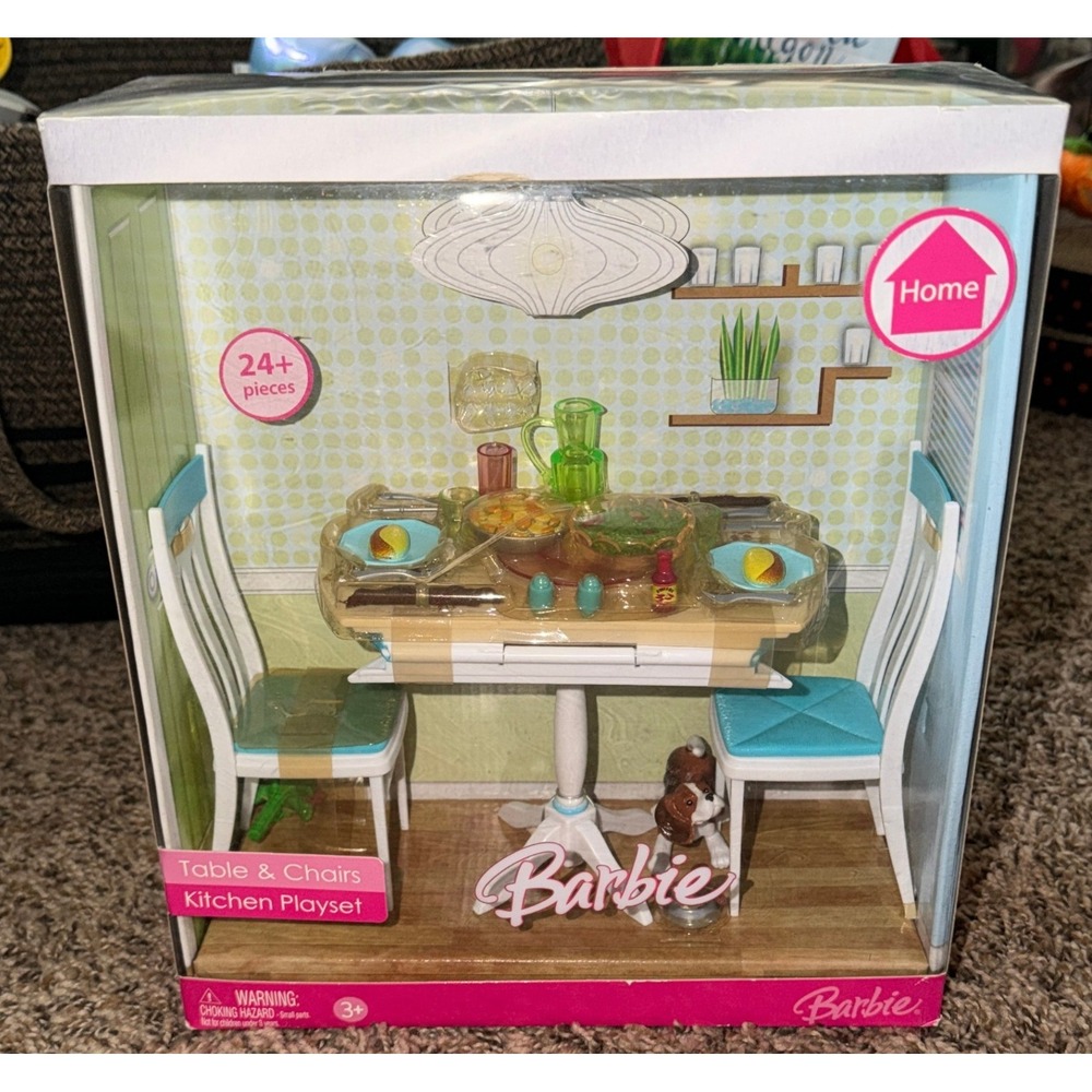 Mattel-Barbie Home Collection Table & Chairs Kitchen Set (NWT) Vintage